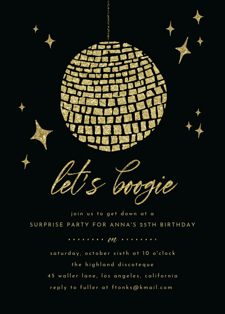 Glitter disco - party invitation